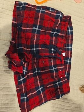 stars above Red and Navy Plaid Cotton Shorts